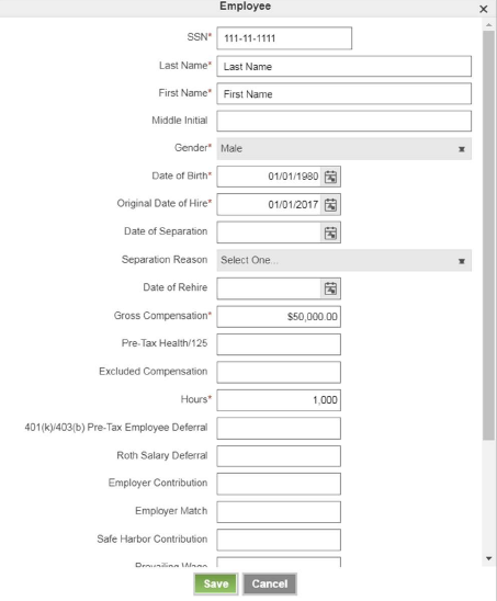 employee form fields screenshot